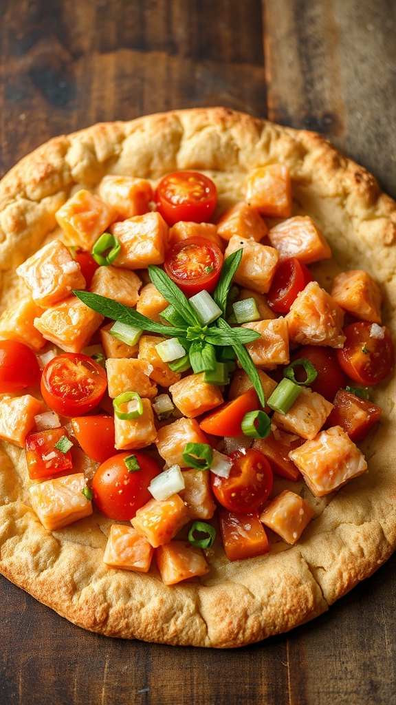 assemble fresh salmon flatbread