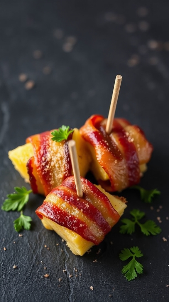 bacon wrapped pineapple bites