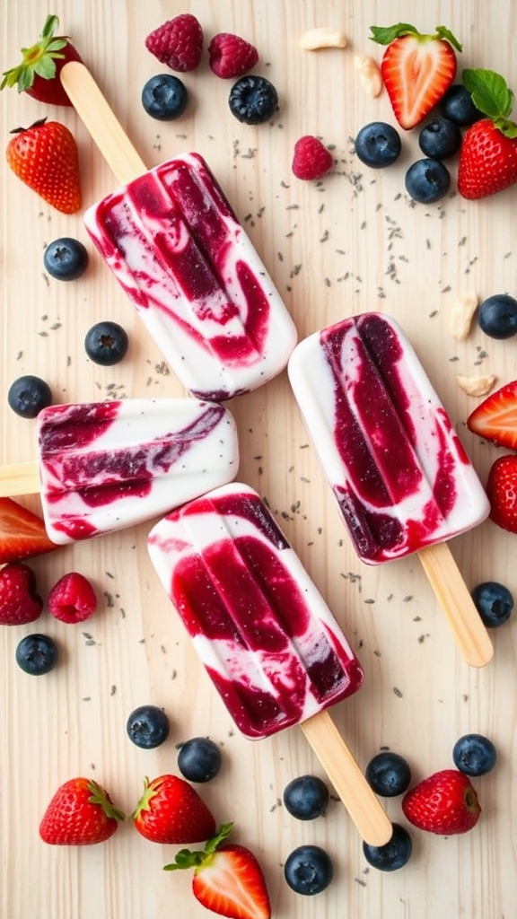 berry chia yogurt popsicles