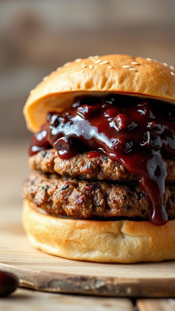 bison burger with huckleberries