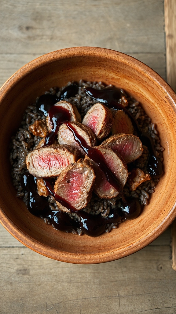 bison steak with chokecherry sauce