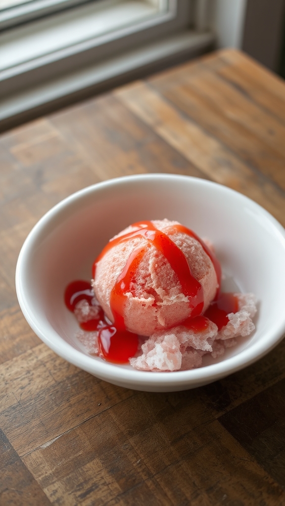 bittersweet drizzle enhances sorbet