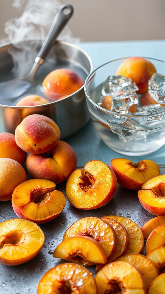 blanch peaches for freezing
