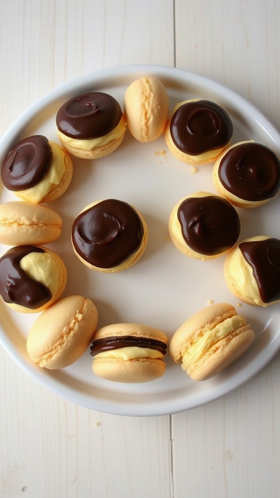 boston cream pie macarons