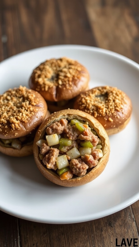 boudin style stuffed mushrooms