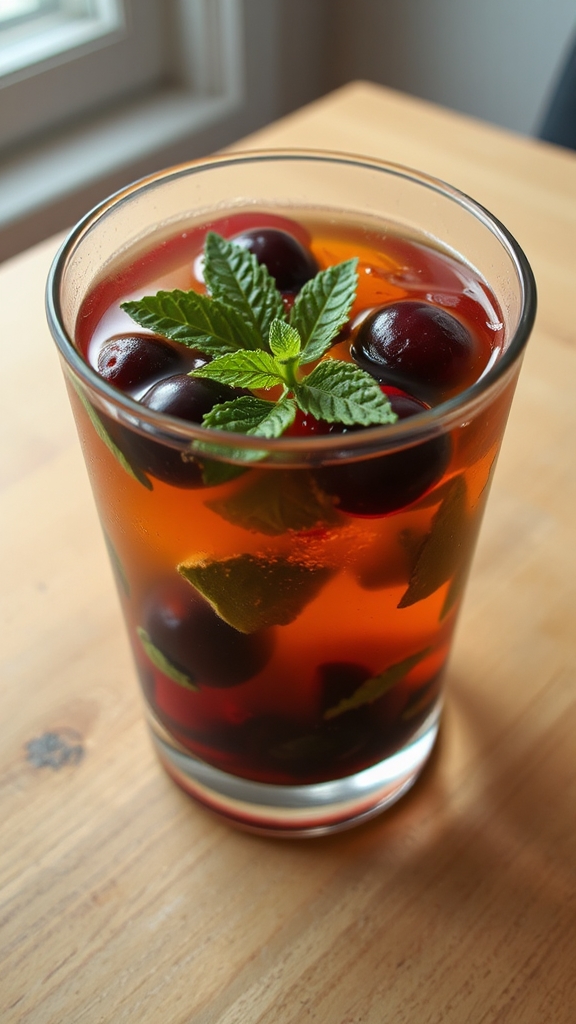 bourbon cherry mint cocktail
