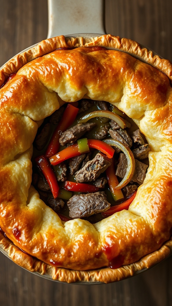 bourbon glazed cheesesteak pie