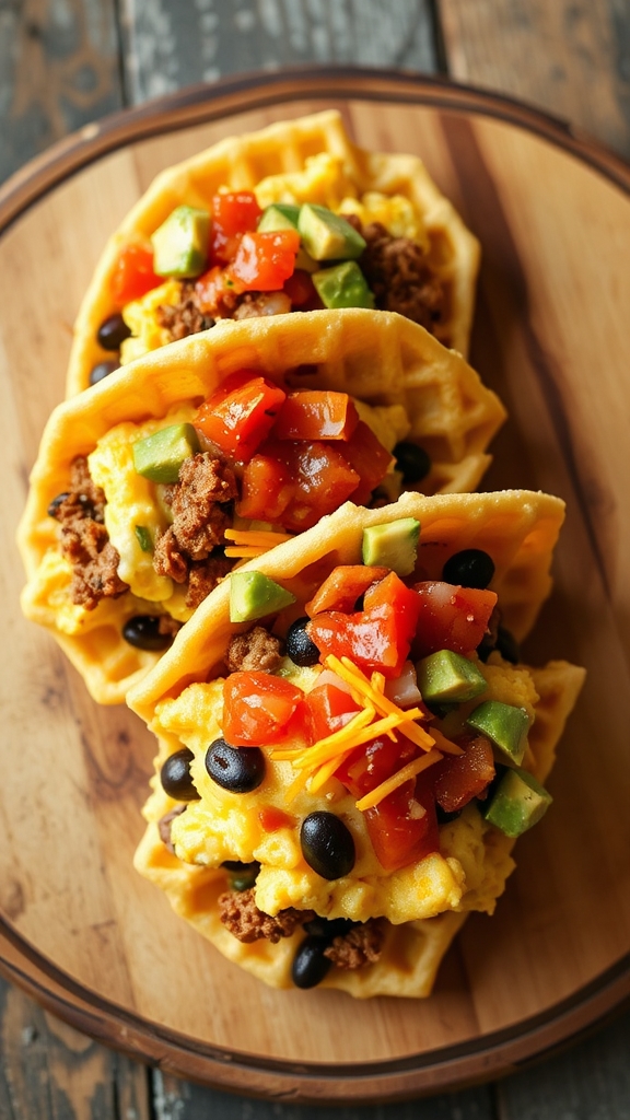 breakfast tacos in waffle cones