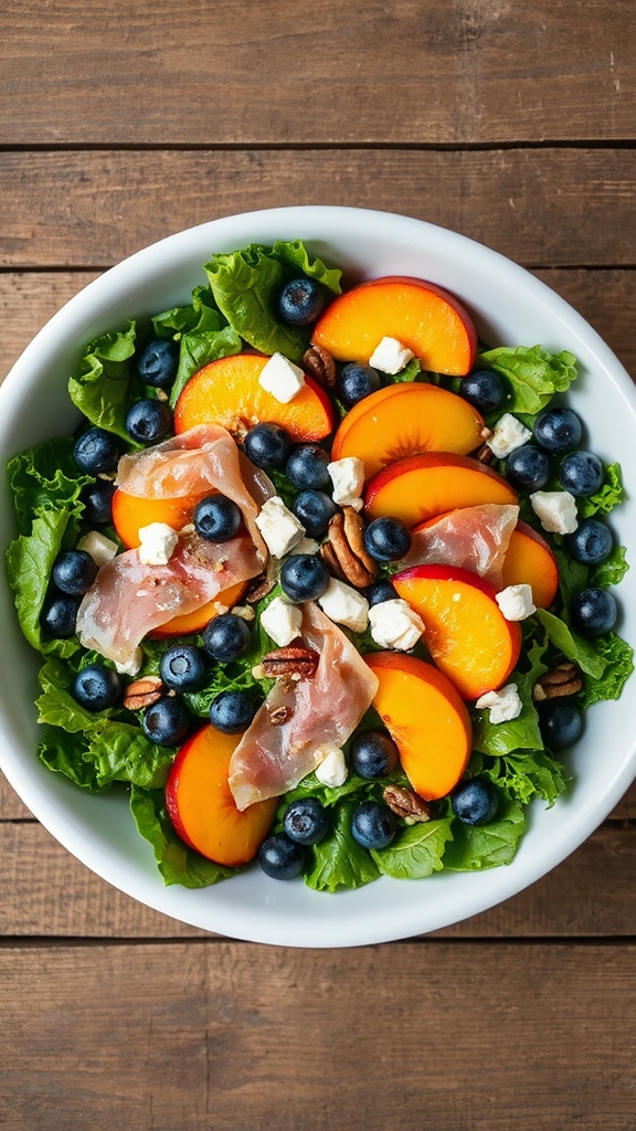 california peaches blueberries prosciutto