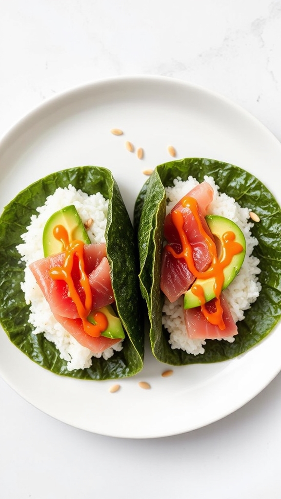 california tuna avocado tacos