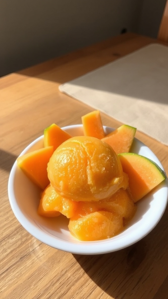 cantaloupe infused prosecco sorbet