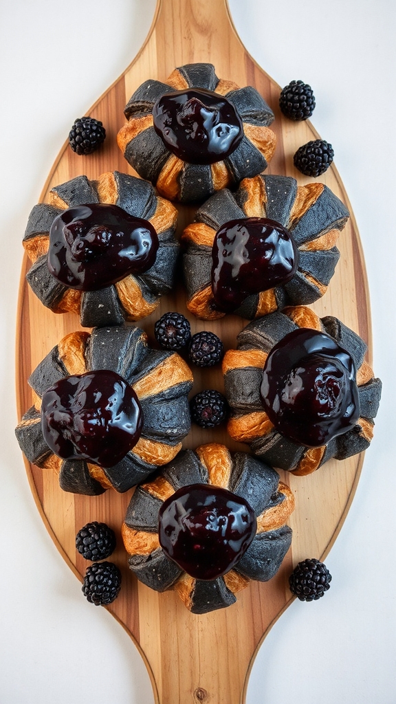 charcoal croissant with blackberry