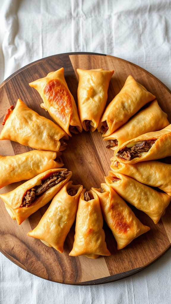 cheesesteak in wonton wrappers