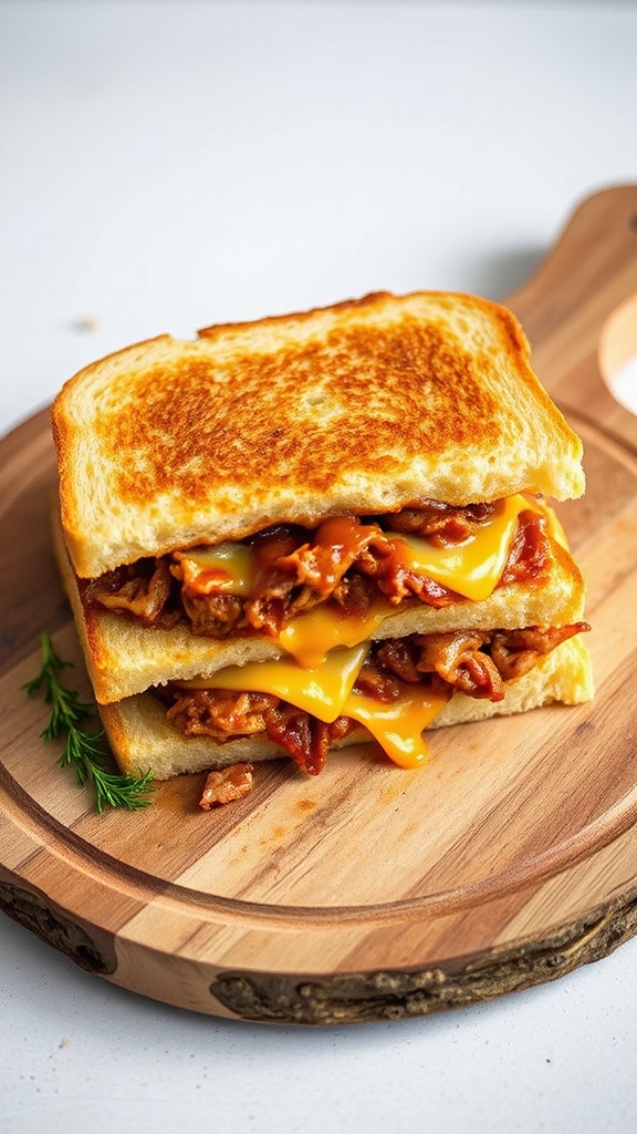 cheesy pulled pork sandwich