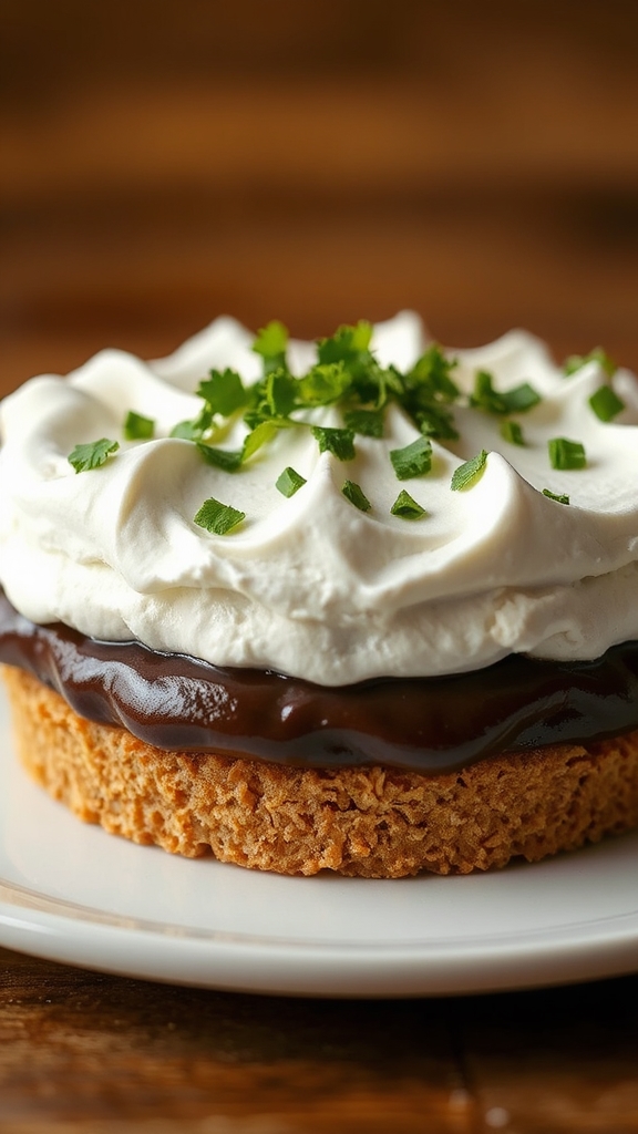 chocolate pie with parsley