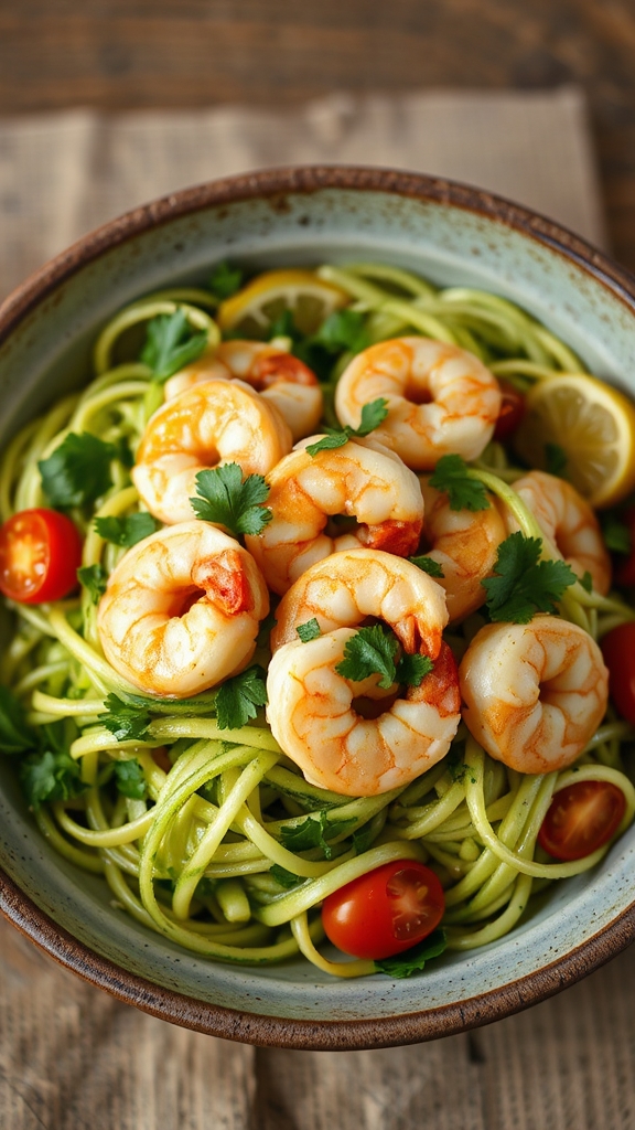citrus marinated shrimp zoodles