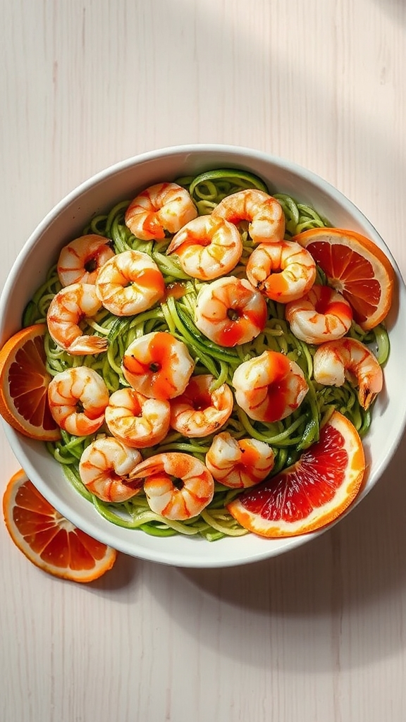 citrus shrimp zoodle bowl