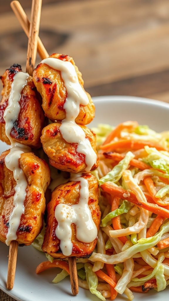 coleslaw enhances savory skewers