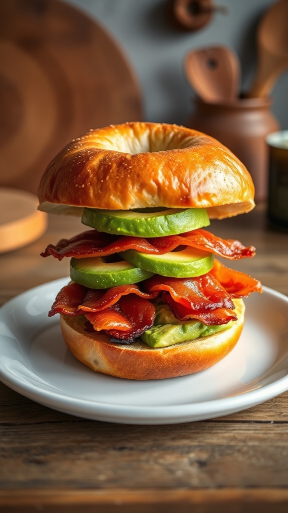 colorful toasted bagel breakfast