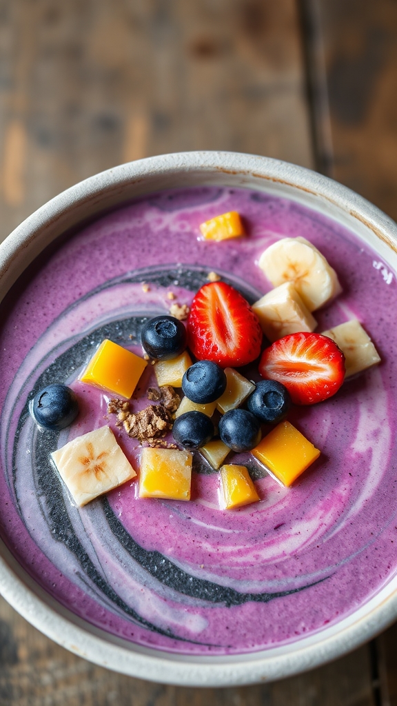 colorful unicorn smoothie bowl