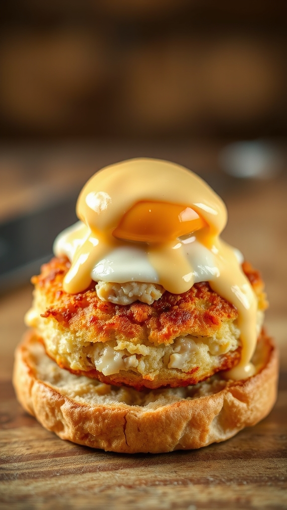 crab cakes with poached eggs