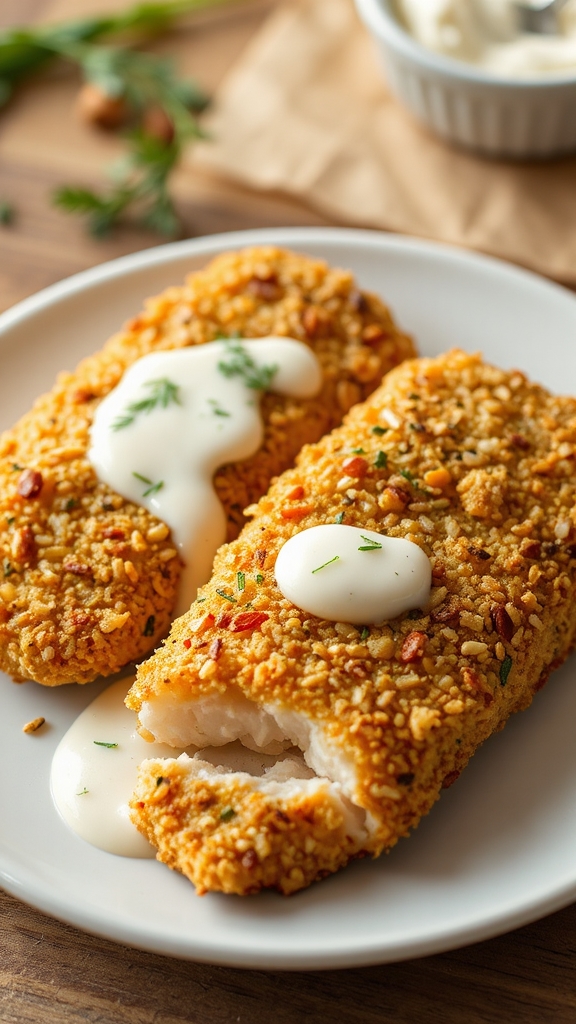 crispy bagel crusted cod preparation