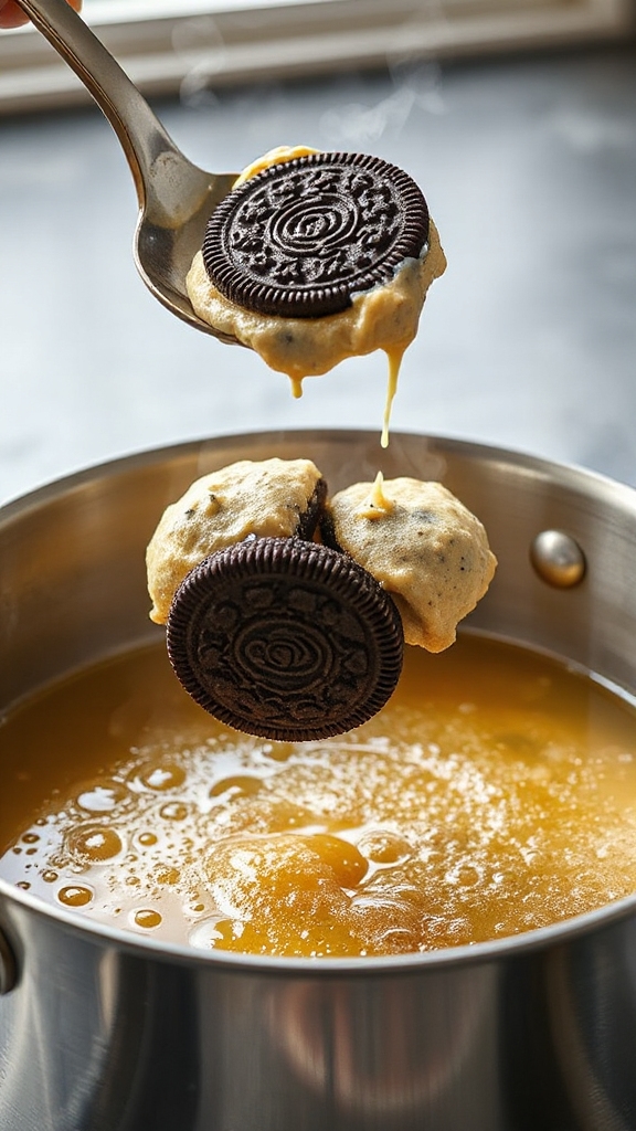 crispy golden oreo frying