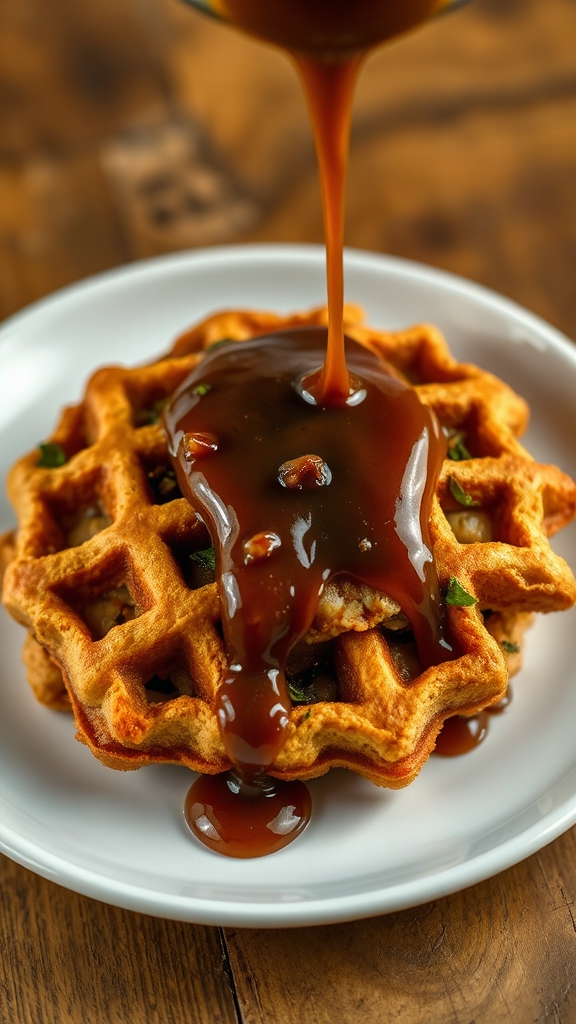 crispy herbed stuffing waffles