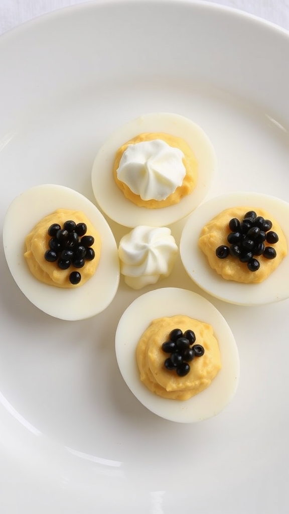 elegant caviar topped deviled eggs