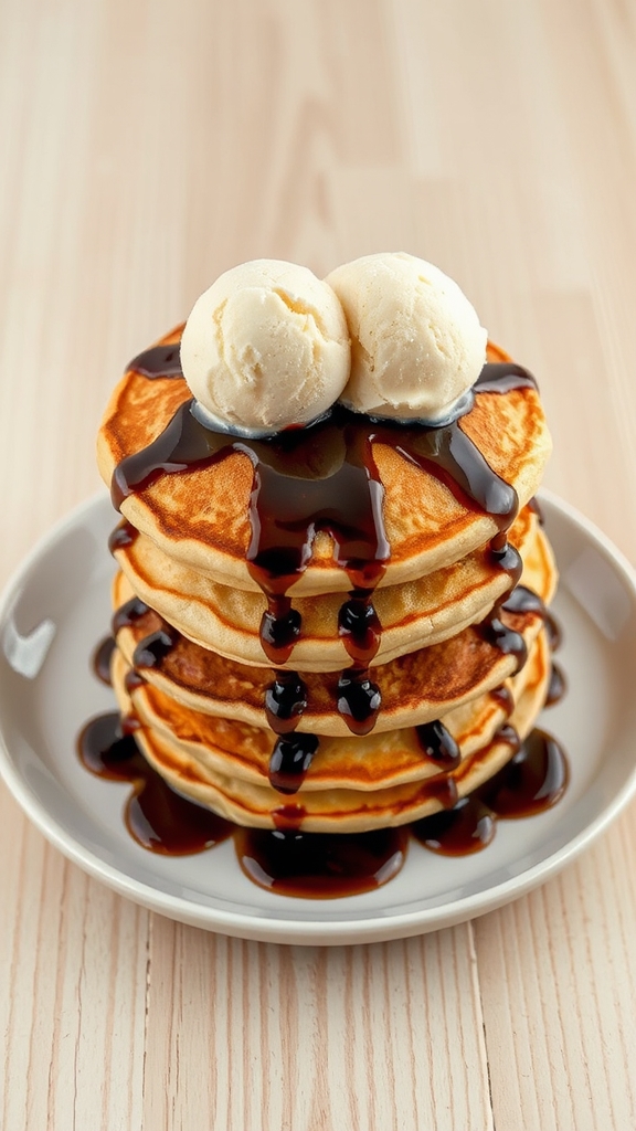espresso glazed pancake stack