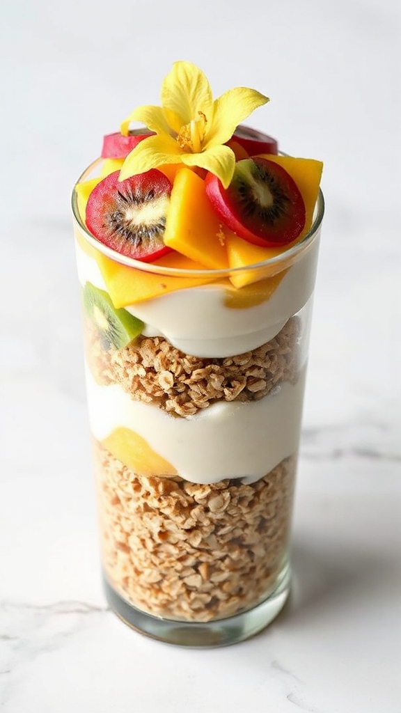 exotic tropical fruit parfaits