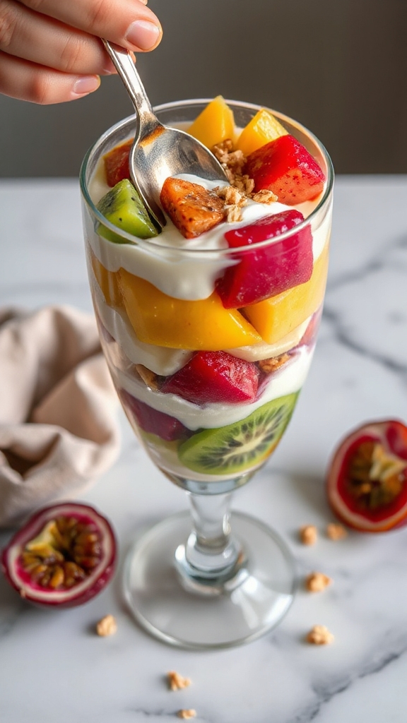 exotic tropical fruit parfaits