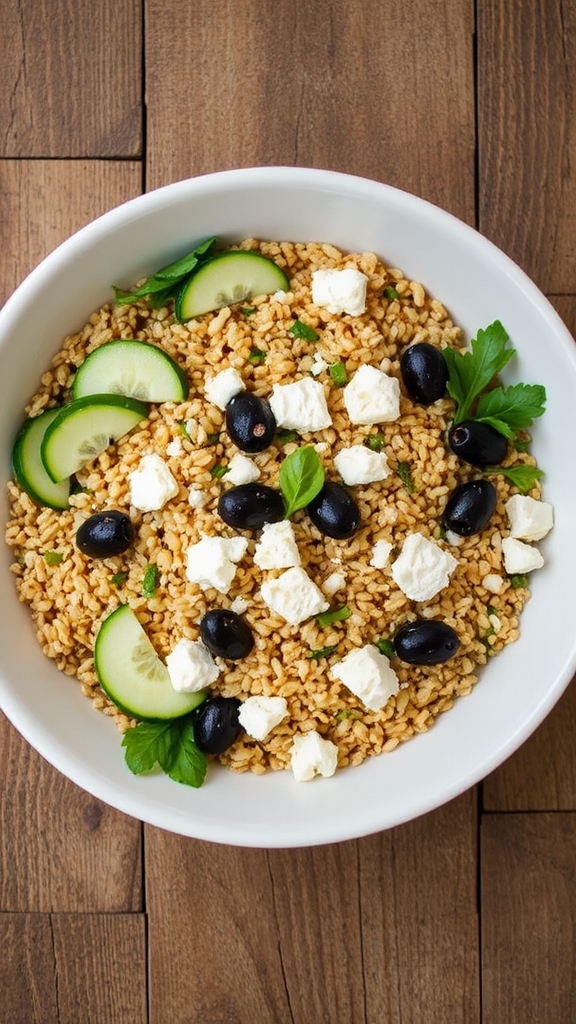 farro feta cucumber olives