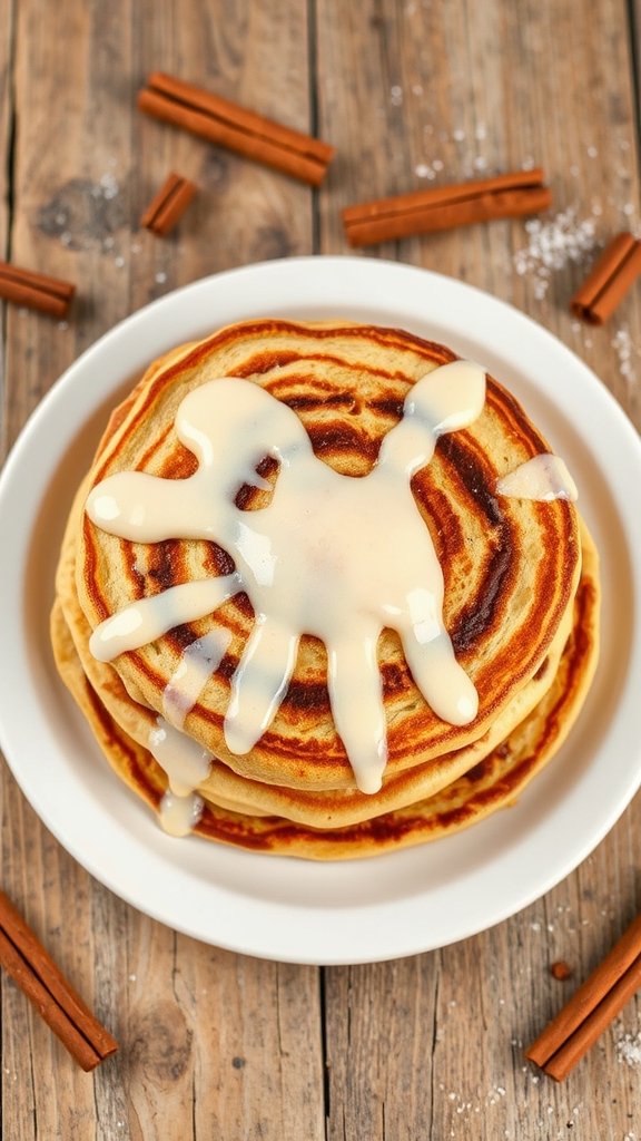 fluffy cinnamon roll pancakes