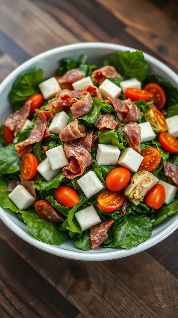 fresh antipasto salad assembly
