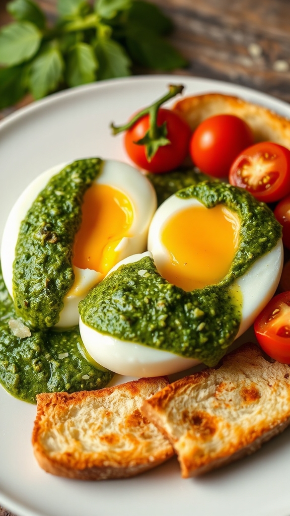 fresh basil pesto eggs
