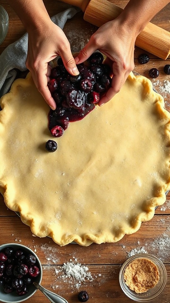 fresh berries pie baking