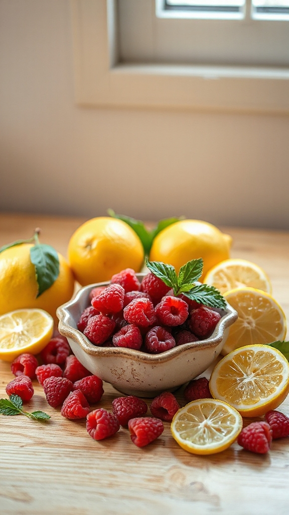fresh organic raspberry lemonade