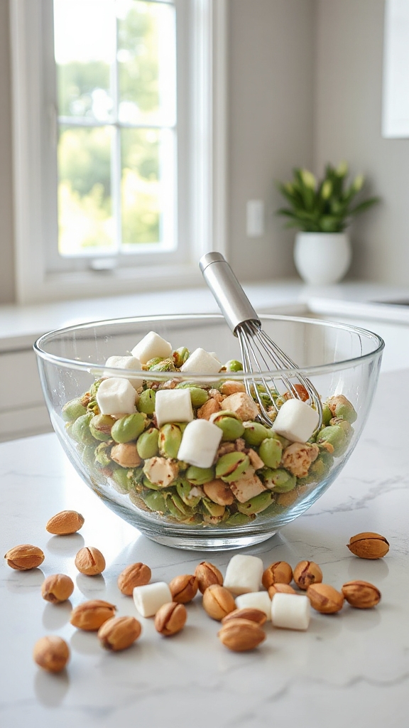 fresh pistachio salad preparation