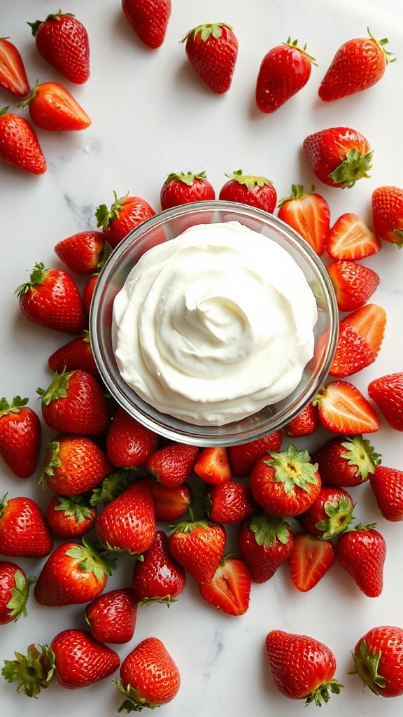 fresh strawberries with cream