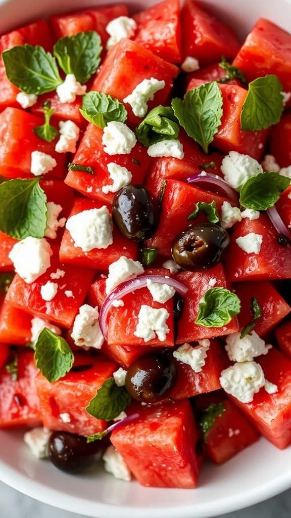 fresh watermelon feta salad