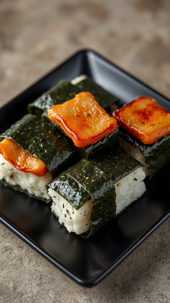 fried spam rice wraps