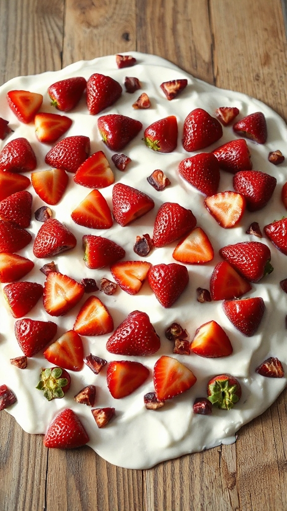 frozen strawberry yogurt bark