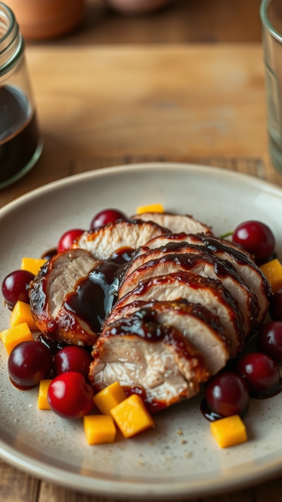 glazed duck with mango