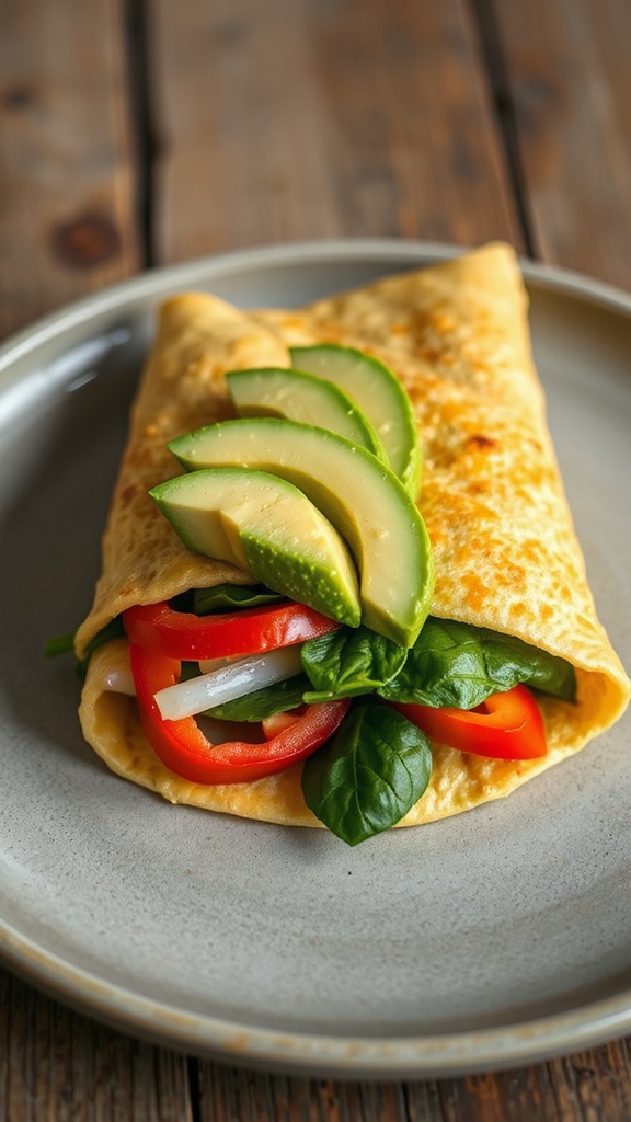 gluten free veggie omelette wrap
