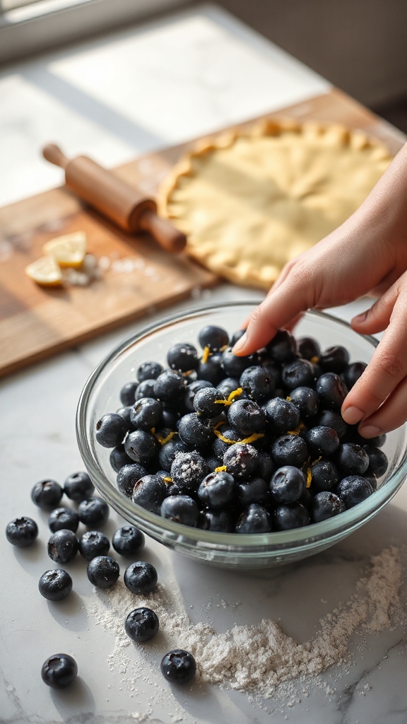 golden flaky blueberry pie