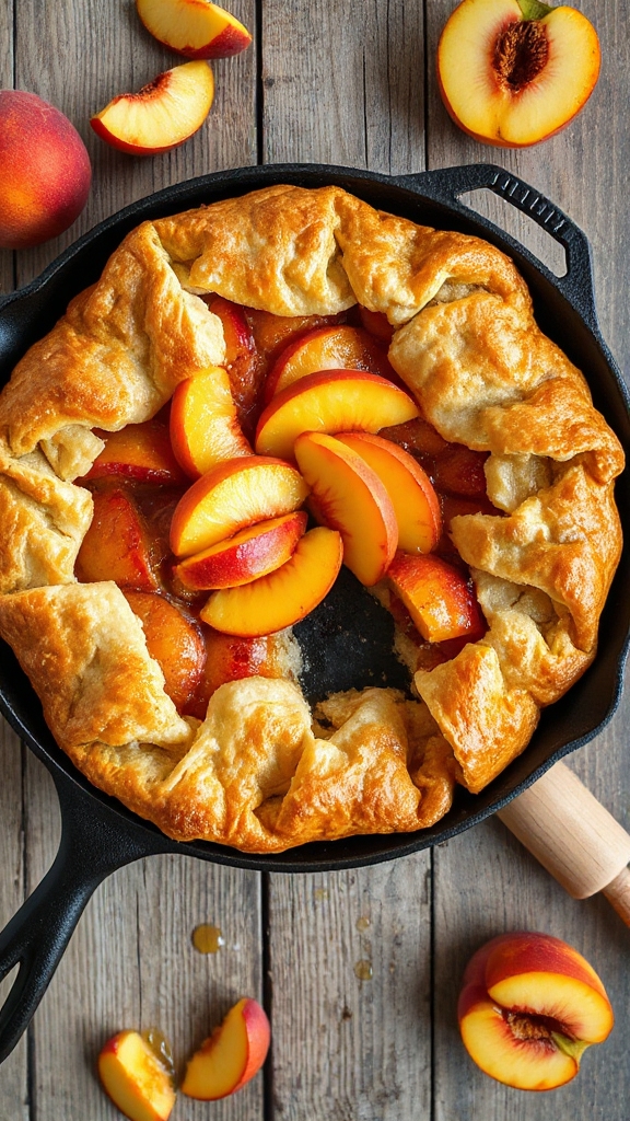 golden flaky peach galette