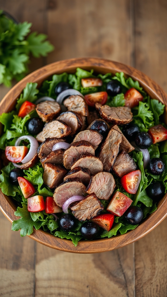 grill bison salad freshly