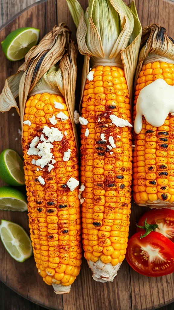 grill buttered husked corn