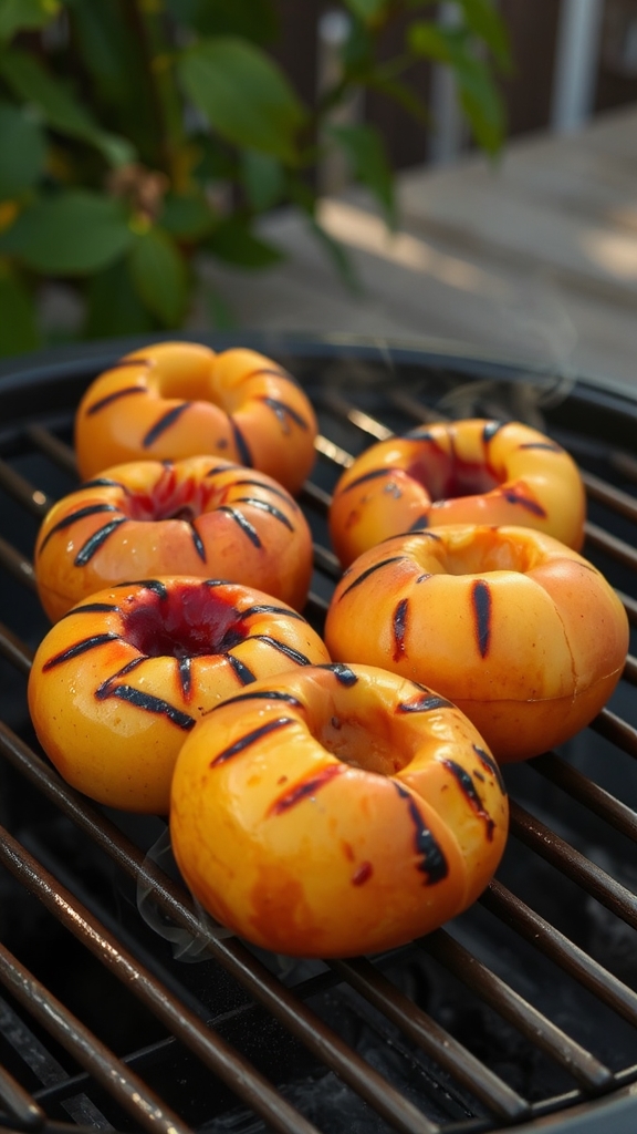 grilled juicy caramelized peaches